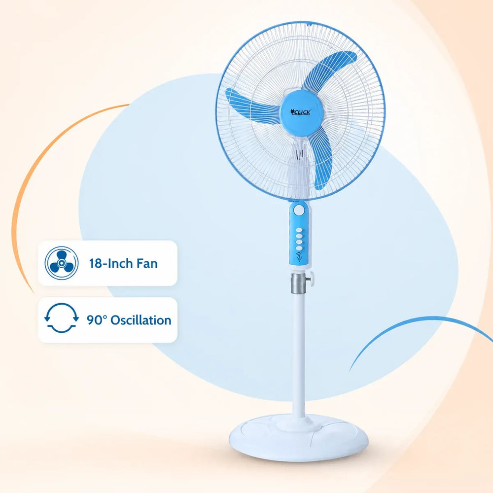 Click Pedestal Stand Fan 18″ – Blue