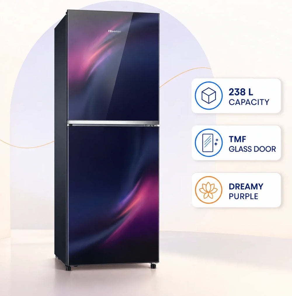 Hisense 238L TMF Glass Door Refrigerator Dreamy Purple
