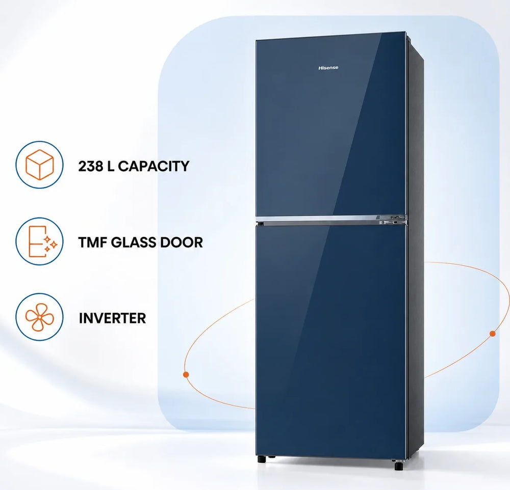 Hisense 238L TMF Inverter Glass Door Refrigerator Royal Blue