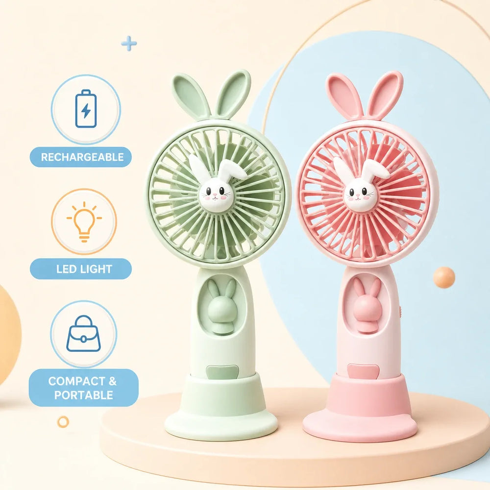 Rabbit Ear Mini LED Cartoon Fan