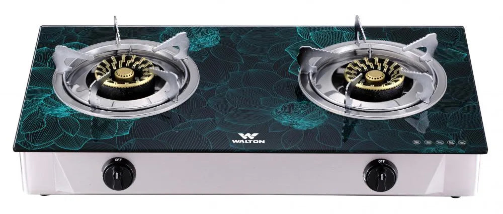 Walton Double Burner Glass Gas Stove Camellia