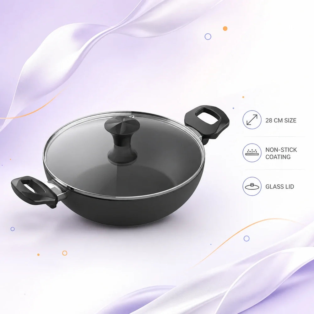 Walton Wok Pan with Glass Lid Classic (28 cm)