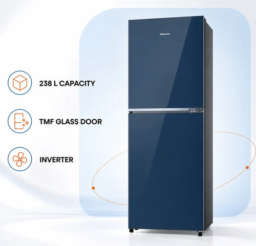 Hisense 238L TMF Inverter Glass Door Refrigerator Royal Blue
