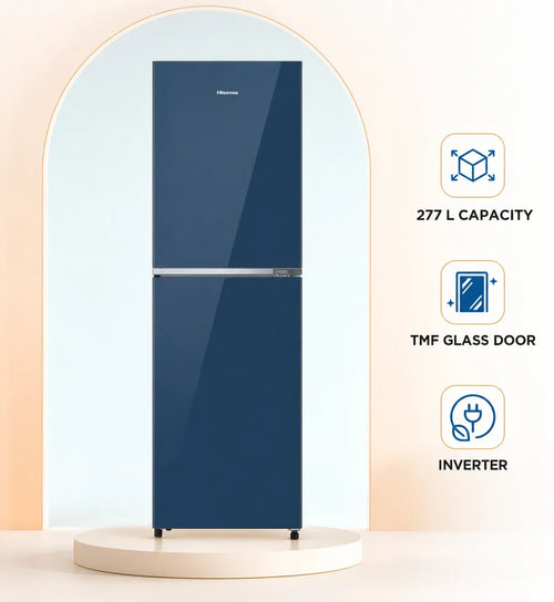 Hisense 277L TMF Inverter Glass Door Refrigerator Royal Blue