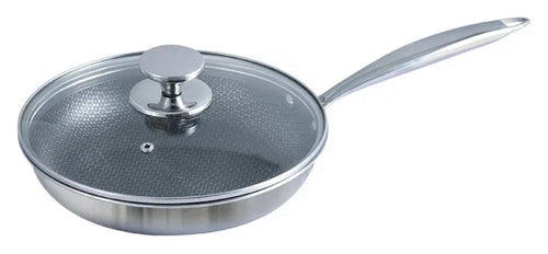 Kiam 26CM Tri Ply Honeycomb Stainless Steel Fry Pan With Lid Induction Bottom Multicolor
