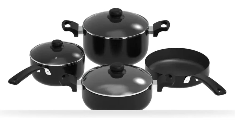 Kiam 7in1 Black 7 Pcs Non Stick Cookware Set