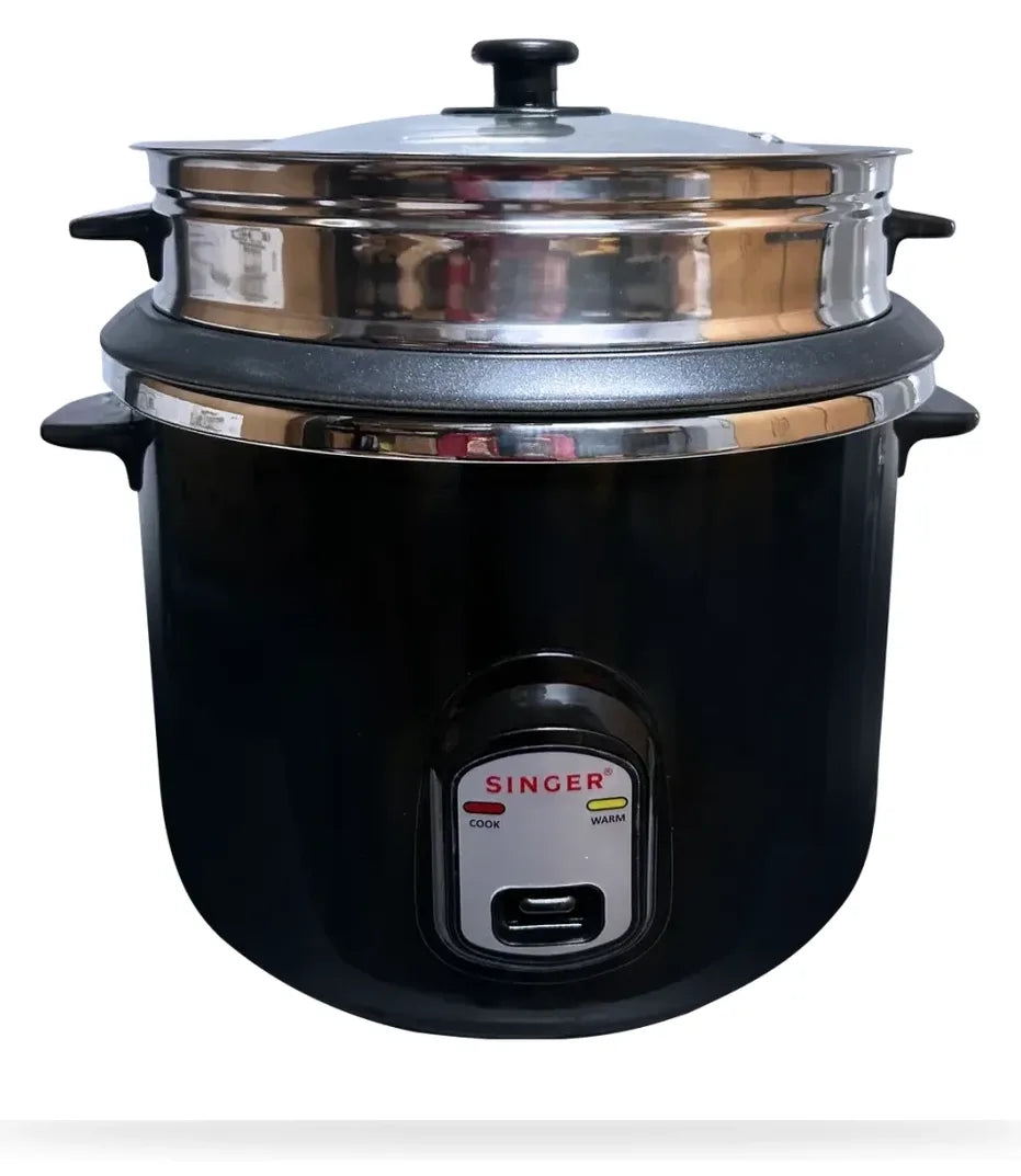 Singer Deluxe Black 2.8L Rice Cooker with Double Bowl