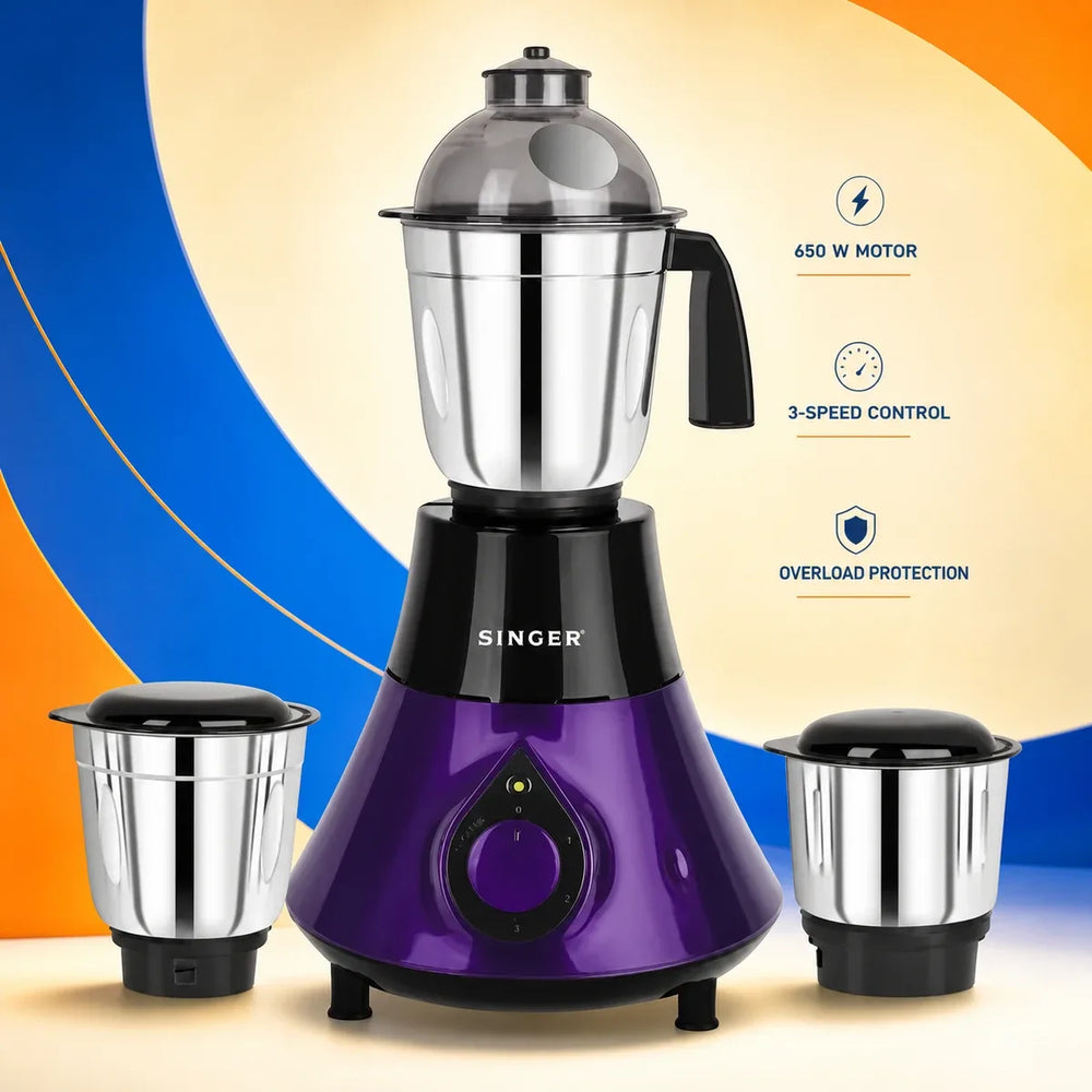 Singer Optima Mixer Grinder 650W – 3 Speed, Overload Protection