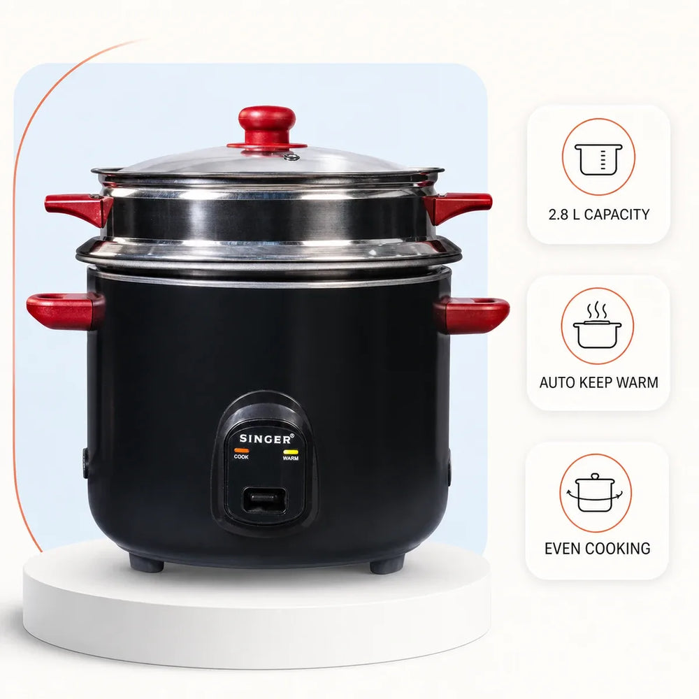 Singer Rice Cooker 2.8L (Steel Body)