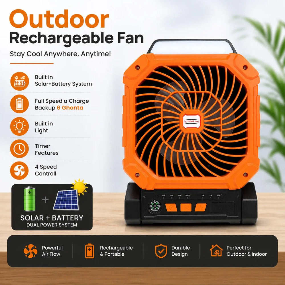 Solar Outdoor Rechargeable Fan X16