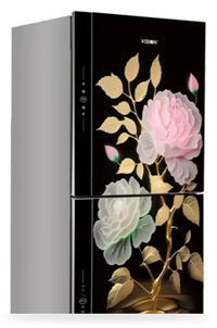 Vision 305 Liter Glass Door Refrigerator Golden Peony Flower Top Mount