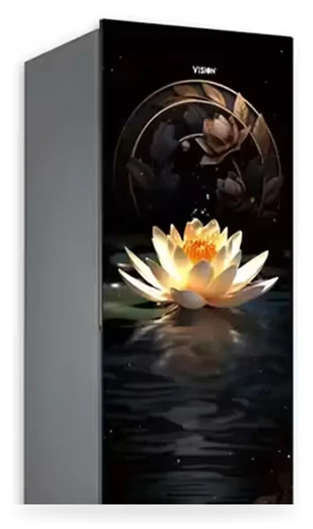 Vision Glass Door Refrigerator RE-150 Liter Moonlight Lily Flower Top Mount