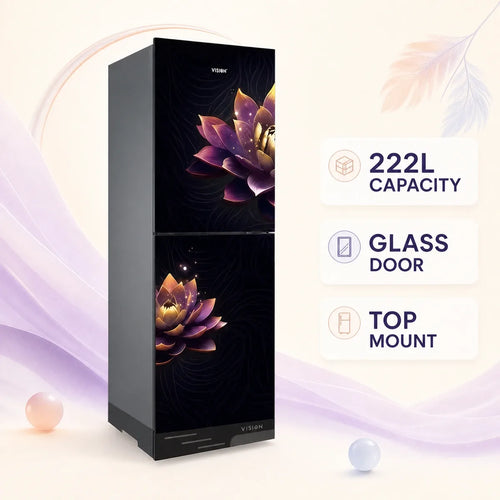 Vision Glass Door Refrigerator RE-222 Liter Purple Digital Lotus Top Mount