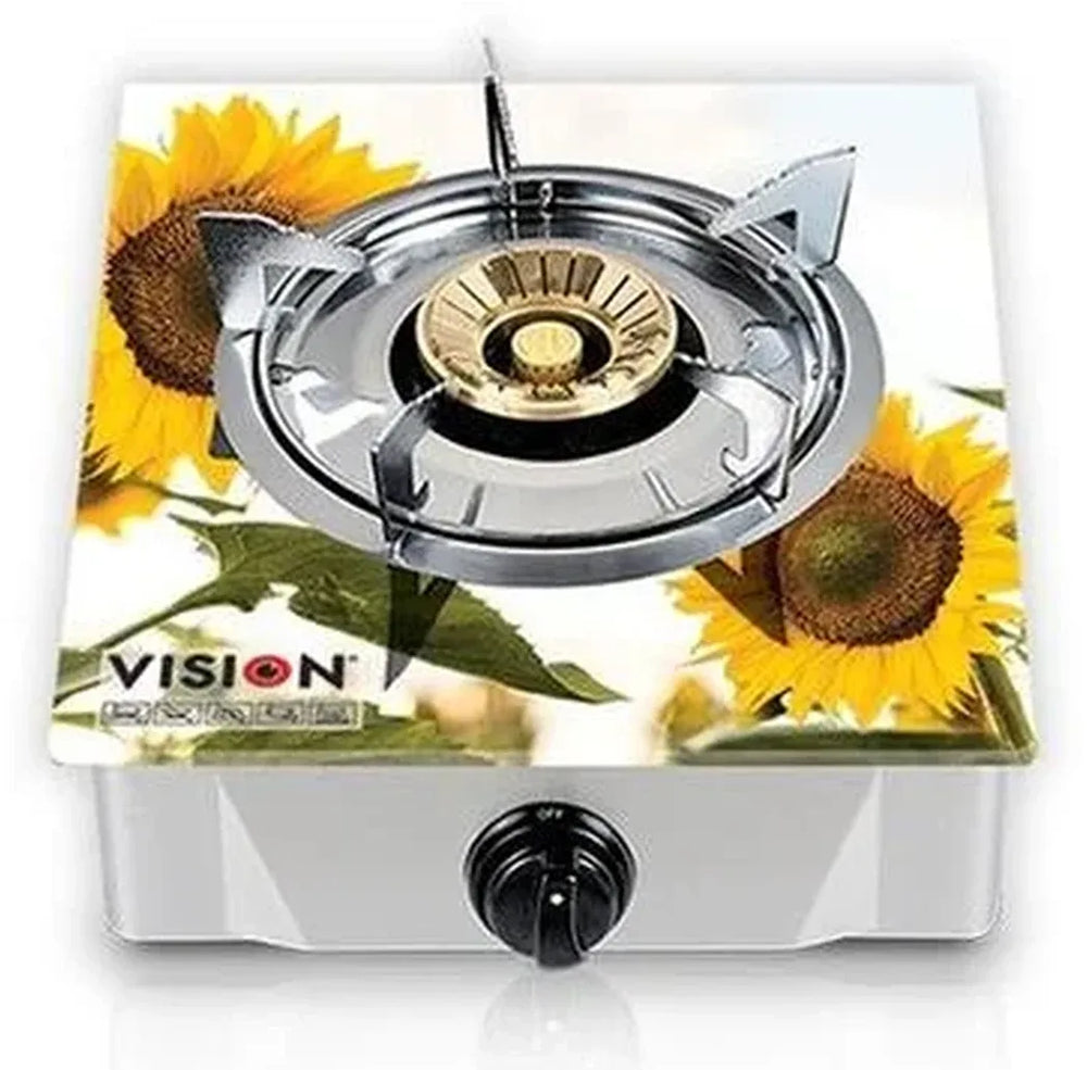 Vision Lpg Single Glass Body Gas Stove Sun Flower 3d