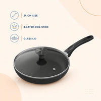 Walton Straight Fry Pan with Glass Lid Classic (24 cm)