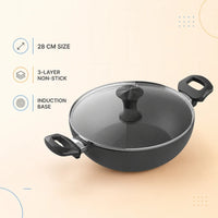 Walton Wok Pan 28cm with Glass Lid Classic Induction