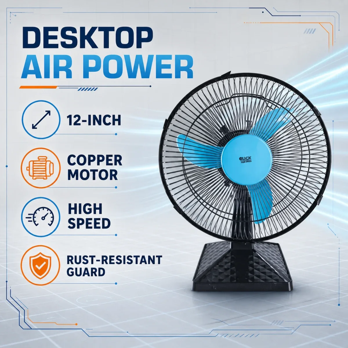 Click High Speed Table Fan-12″ Copper Motor (Moving) product image