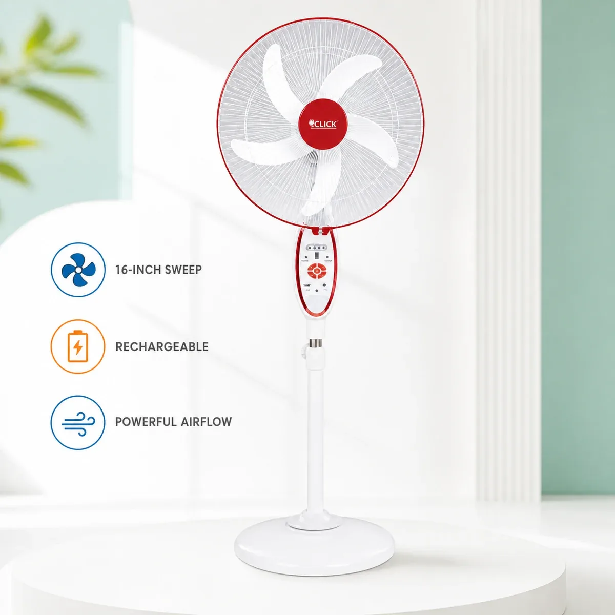 Click Rechargeable Stand Fan 16” product image