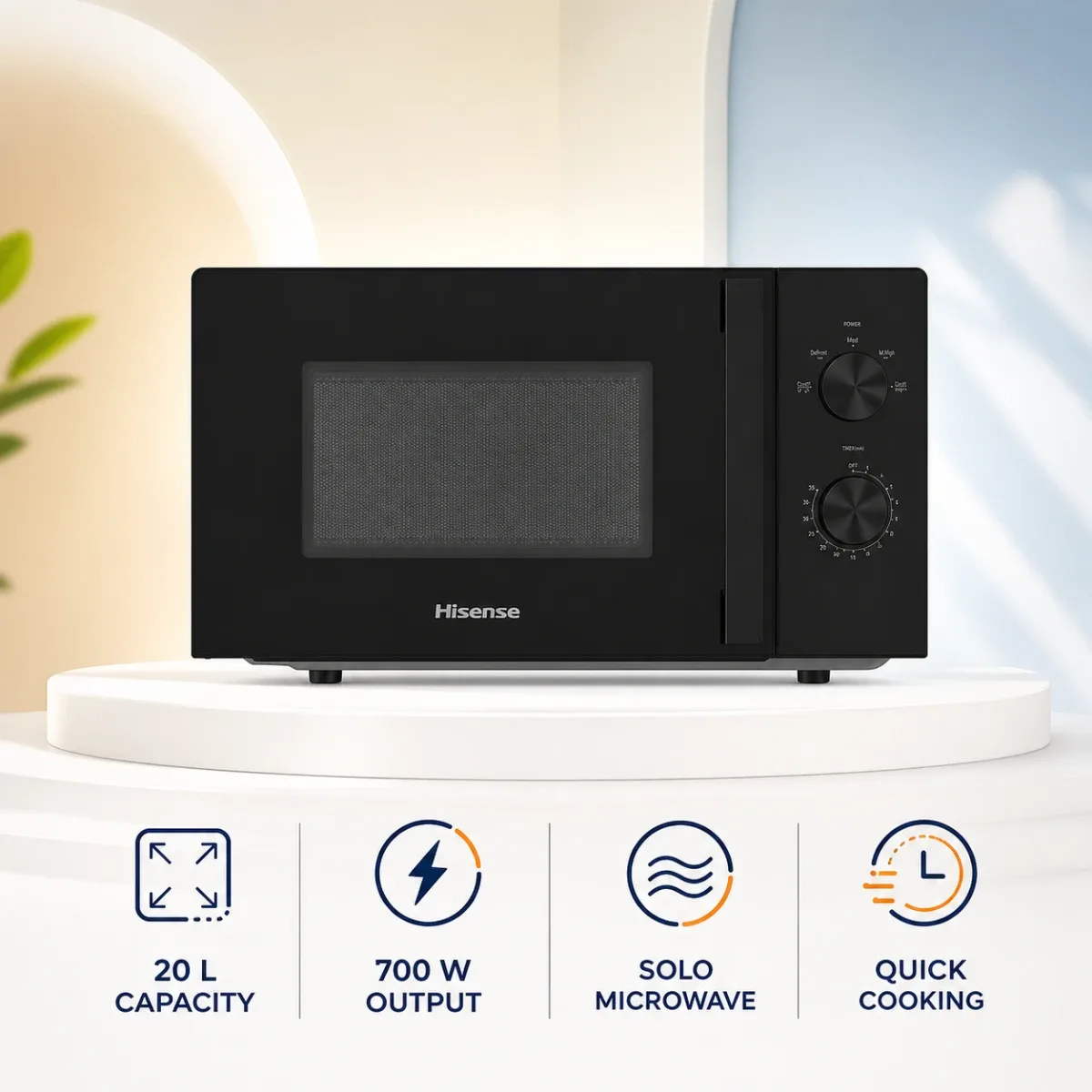 Hisense 20L Solo Microwave Oven H20M0BS2H with Grey Cavity product image