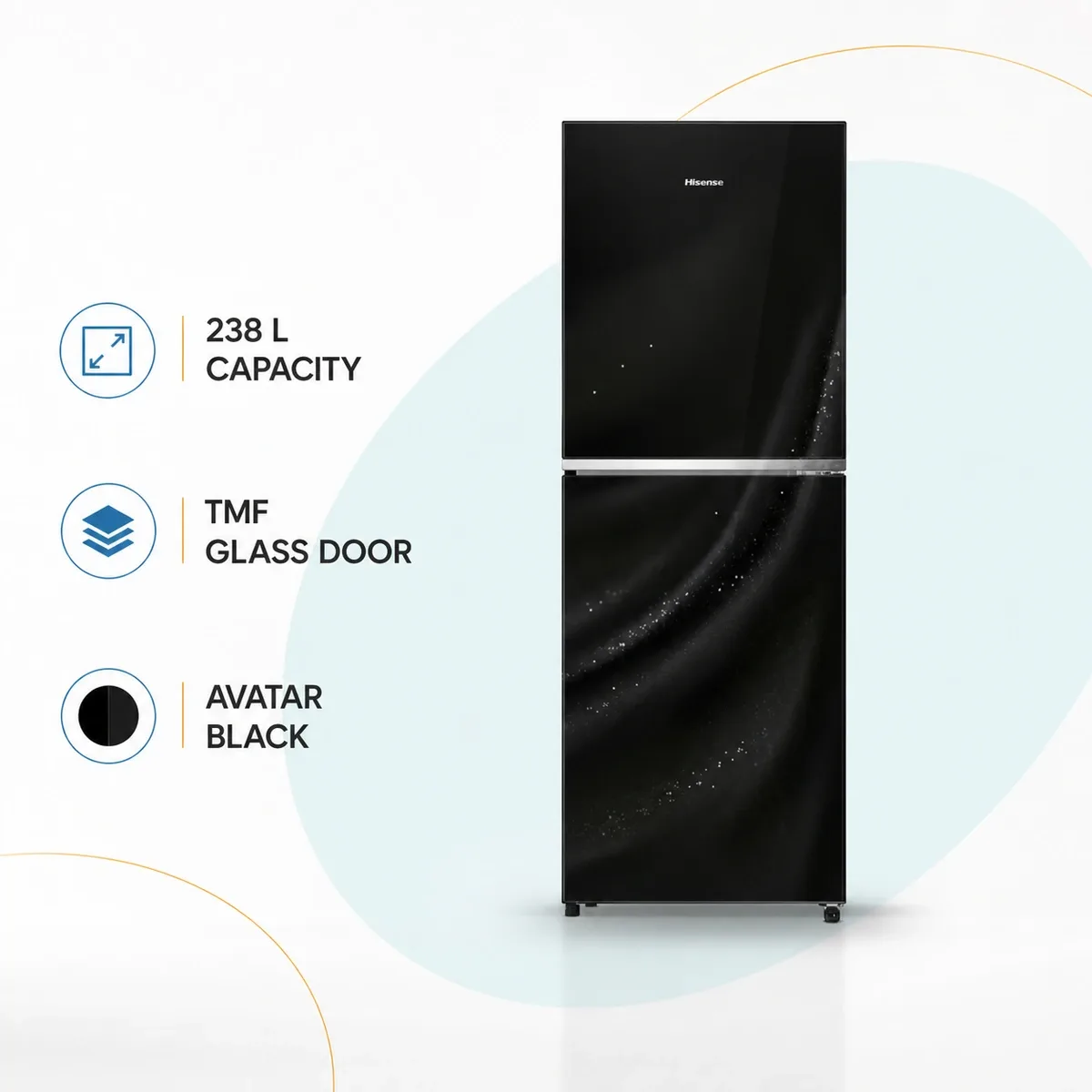 Hisense 238L TMF Glass Door Refrigerator Avatar Black product image
