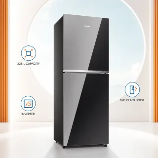 Hisense 238L TMF Inverter Glass Door Refrigerator Mirror Black — 1