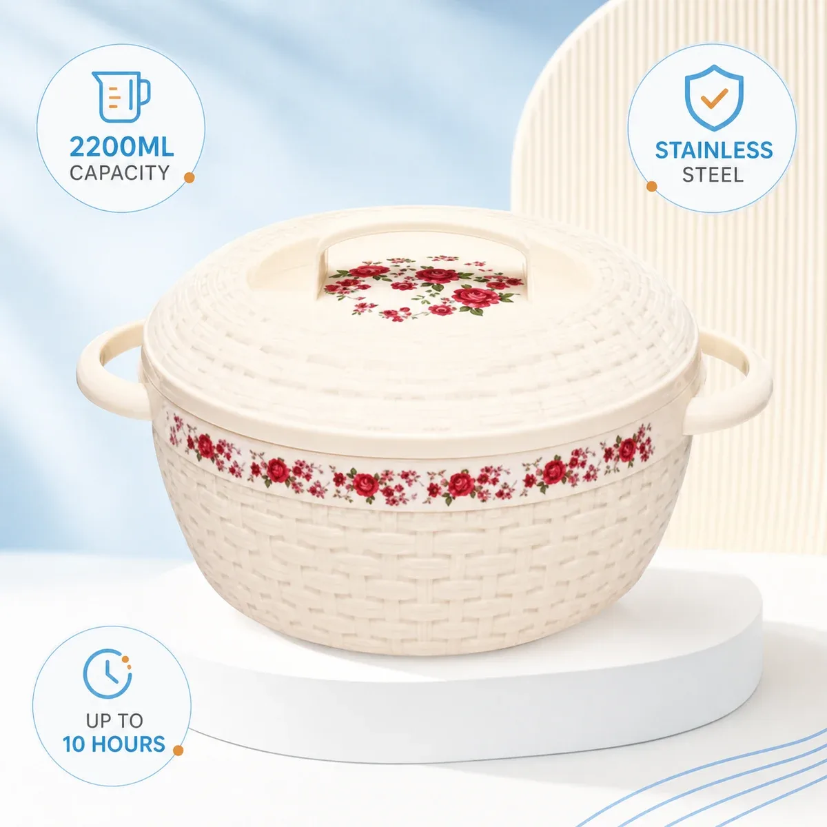 Kiam Flora Stainless Steel Food Hot Pot – 2200 ML product image