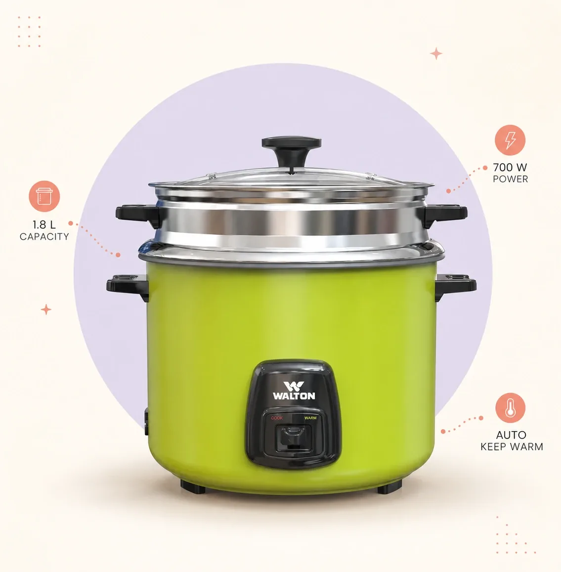 Walton 1.8L Rice Cooker – Star Deluxe product image